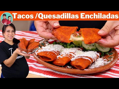 TACOS/QUESADILLAS ENCHILADAS | Rellenos de FRIJOLES con CHORIZO |