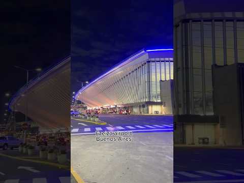 Ezeiza Airport at night ✈️Буэнос-Айрес сияет фиолетовым 💜 #ezeiza #buenosaires #airport #shorts
