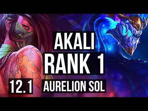 AKALI vs AURELION SOL (MID) | Rank 1, Rank 1 Akali, 12/4/8 | EUW Challenger | 12.1