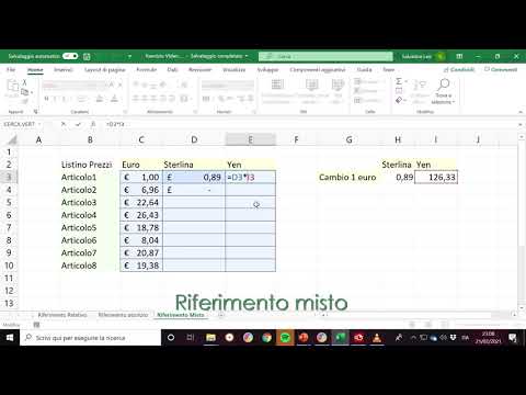 Excel: Il simbolo $, riferimento assoluto e relativo - parte 2 - Riferimenti misti