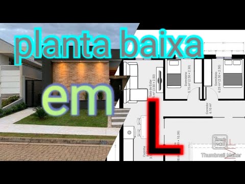 planta baixa em L com 3 quartos
