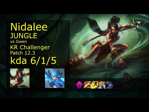 Rank 5 Korean Nidalee: Jungle vs Gwen // [롤] 니달리 vs 그웬 정글