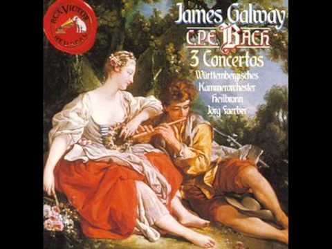 Carl Philipp Emanuel Bach, Flute Concerto in D minor Wq. 22 (FULL). James Galway (flute)