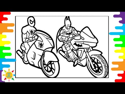Spiderman vs Batman Coloring Page|Superheroes on Motorbikes|Defqwop - Awakening [NCS Release]