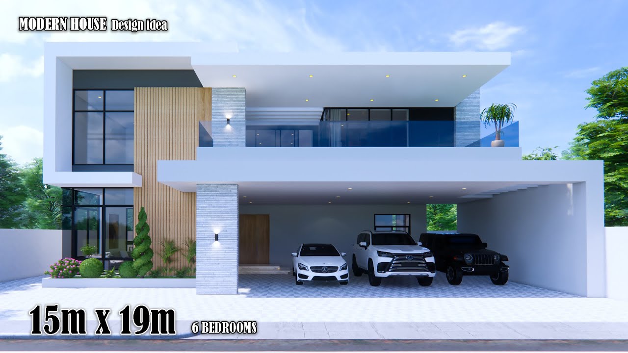 Modern House Design | 2 Storey House | 15m x 19m with 6 Bedrooms