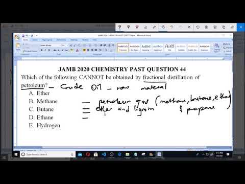 JAMB 2020 CHEMISTRY PAST QUESTION 44 Fractional Distillation of Petroleum