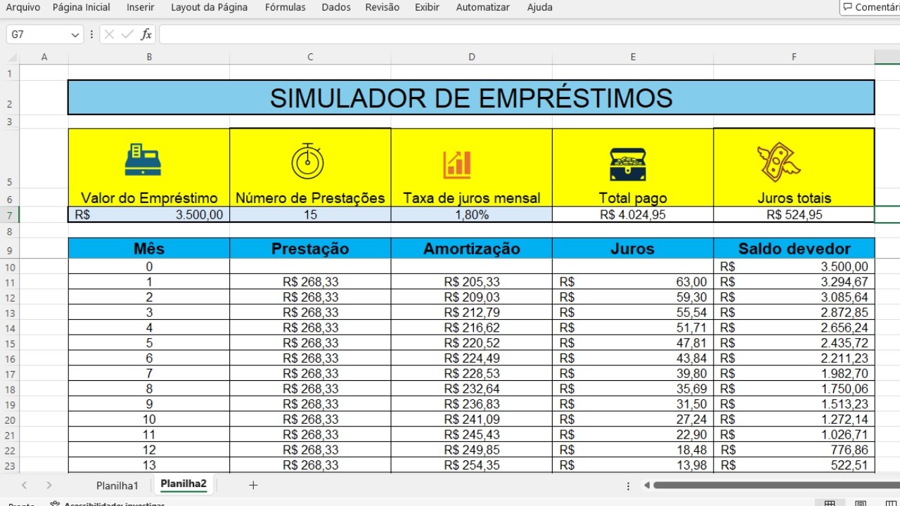 Como Criar uma Planilha de Simulação de Empréstimos no Excel – Passo a Passo
