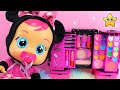 CRY BABIES Minnie PAÑALERA Y MALETA De MAQUILLAJE Para Fiesta PIJAMADA Con Brillos Labiales