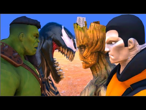 Hulk & Venom vs Colossus & Groot - EPIC Fight