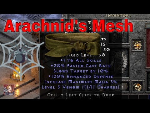 D2R Unique Items - Arachnid's Mesh (Spiderweb Sash)