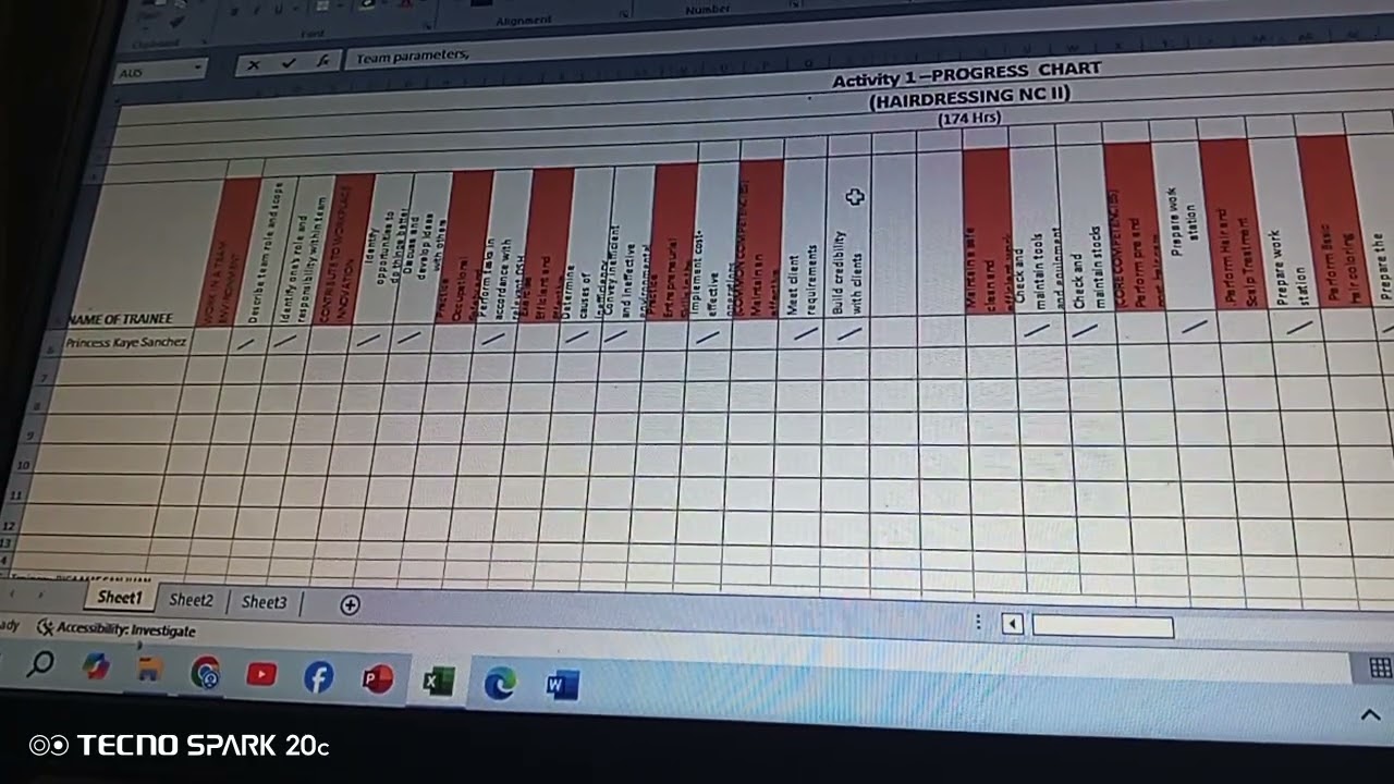 Progress chart and achievement chart