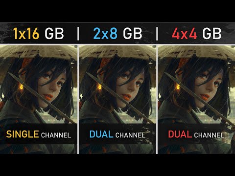 1x16GB vs 2x8GB vs 4x4GB RAM in 2022 | Single vs Dual Channel | 1080P, 1440p and 4K Tests