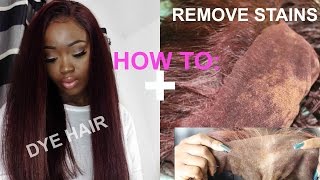 How To: Dye Hair RED & Remove Stains From The Lace Closures & Frontals| ALIEXPRESS Alibele Hair