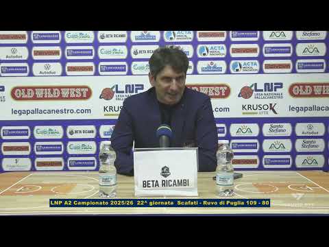 Basket LNP Serie A2 Scafati vs Ruvo di Puglia 109 – 80 Coach Stefano Rajola post gara