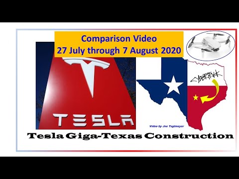 Tesla Gigafactory Texas  27 July to 7 August 2020 Construction Comparison Video