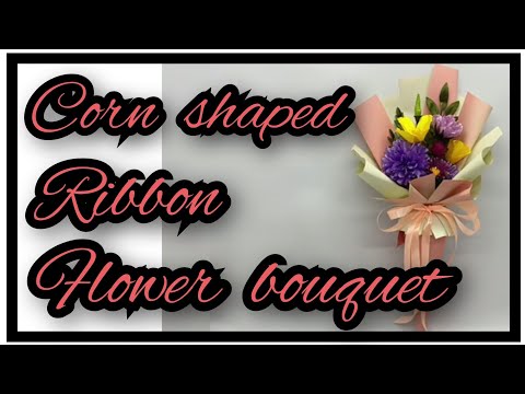How to male a corn shaped ribbon flower bouquet #artificialflowers #diy #nipucraft