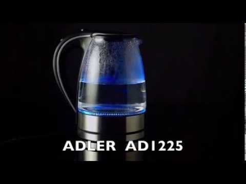 Adler | Virdulys | AD 1225 | Standard | 2000 W | 1.7 L | Glass | 360° rotational base | Nerūdijantis plienas/Transparent video