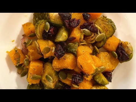 Maple Roasted Brussels Sprouts & Butternut Squash with Herbs