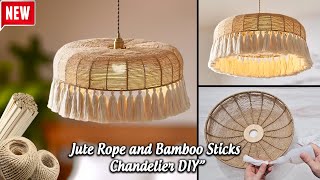 “Jüt ip ve Çöp Şişlerden  Harika Bir Avize Nasıl Yapılır | Avize DIY” | Ahşap Aydınlatma Yapımı