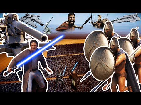 23 MILLION SPARTANS vs 150,000 JEDI KNIGHTS + 2,000 STATIONARY ARTILLERY | UEBS 2