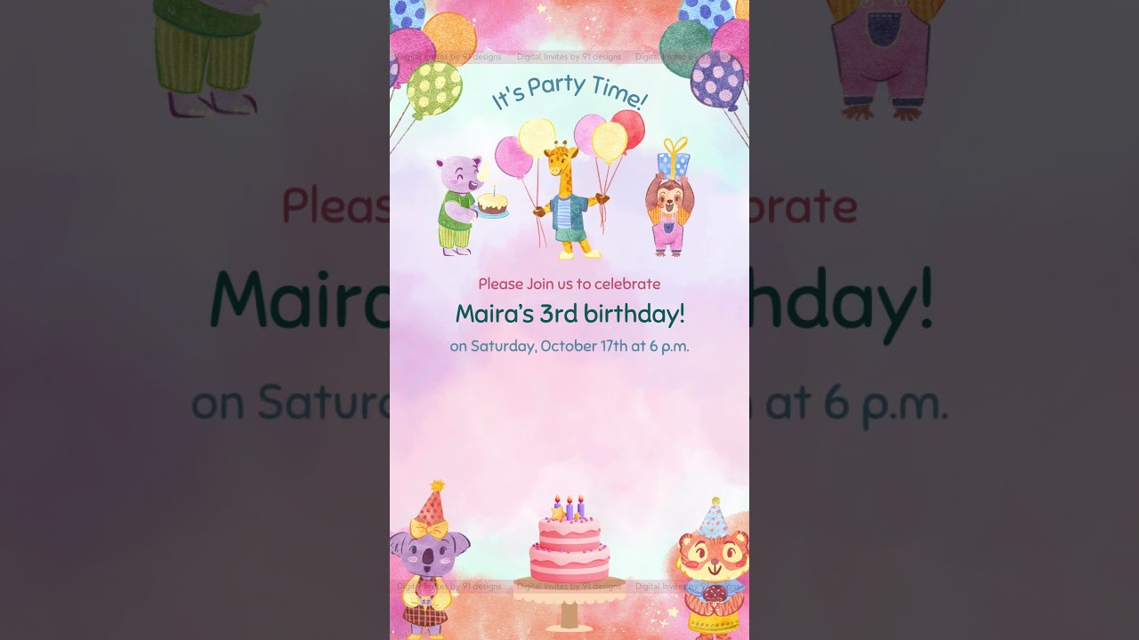 Neon Lights Birthday Bash Invite