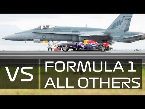 Formula 1 vs All Others - F/A 18 Hornet, Ferrari, V8 Supercar, Super Bike, Rugby, Power Boat