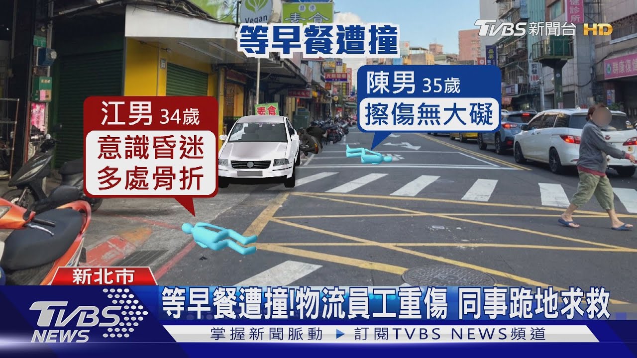 等早餐遭撞!物流員工重傷 同事跪地求救
