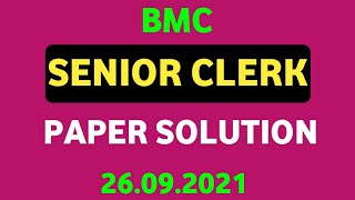 BMC Senior Clerk PAPER SOLUTION - 26.09.2021