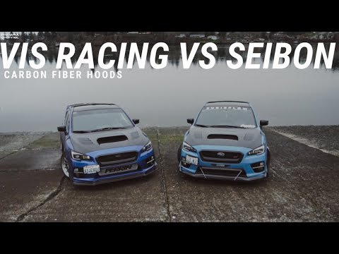 SEIBON vs VIS RACING CARBON FIBER HOOD | 2015 SUBARU WRX | 2016 HYPER BLUE STI