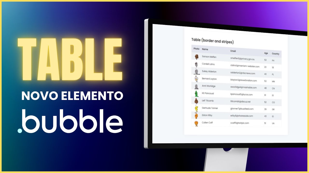 Novo elemento TABLE do Bubble (melhor que Repeating Groups)
