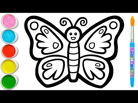 Monarch Butterfly Drawing, Painting, Coloring for Kids & Toddlers | How to Draw Paint Easy #230
