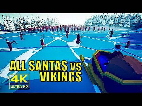 ALL SANTA SQUAD vs 100 x VIKING UNITS | Totally Accurate Battle Simulator TABS