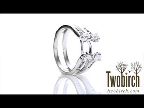 0.75ct. Cathedral Three Stone Ring Guard - TwoBirch  TB-GUARD-0064-WG-J
