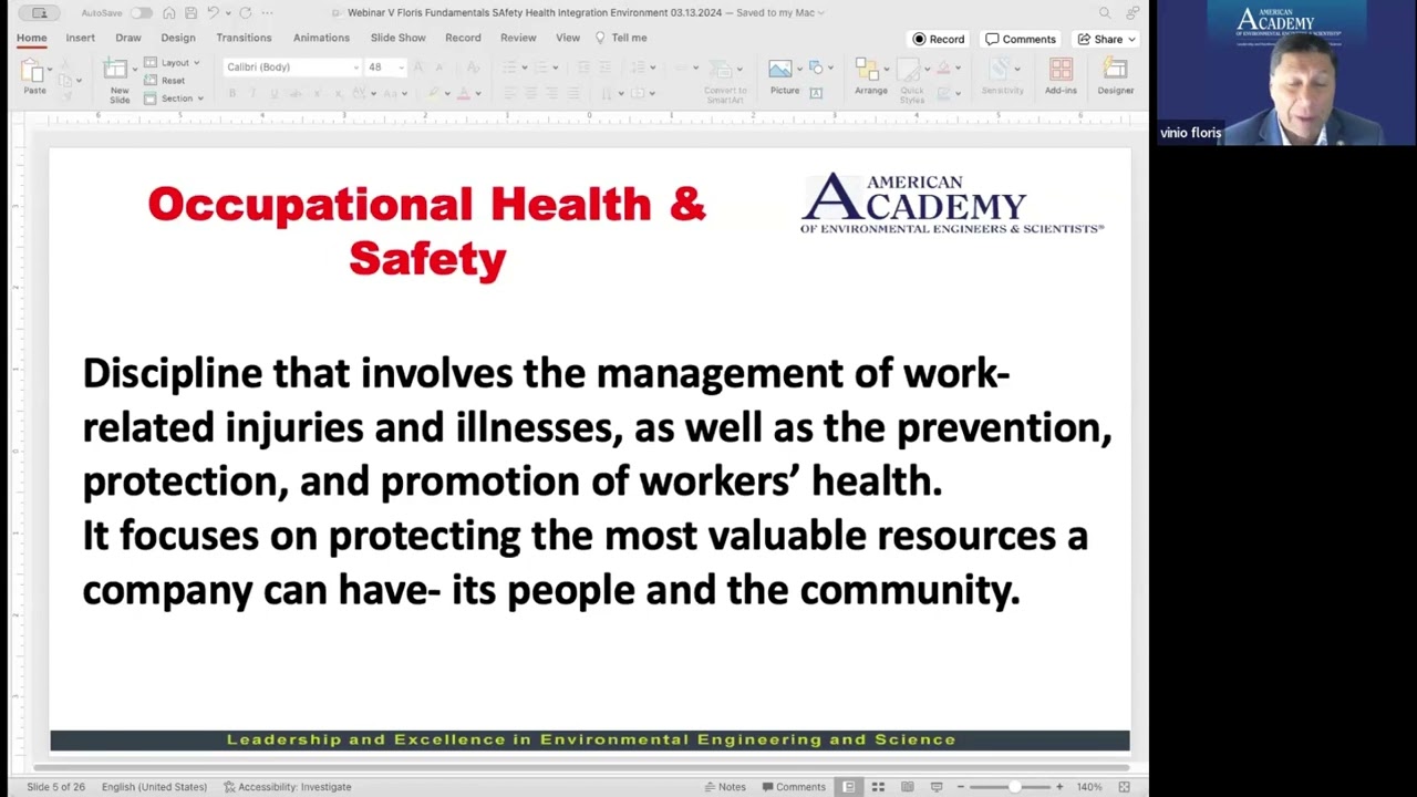 Occupational Safety and Health and its Critical Integration with Environmental Management