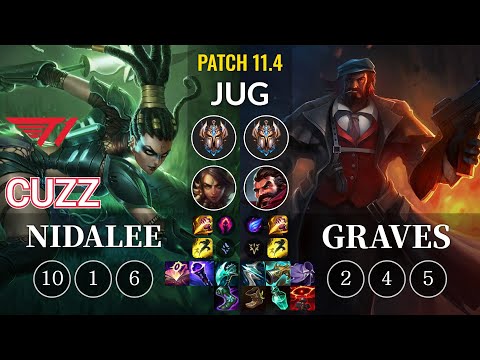 T1 Cuzz Nidalee vs Graves Jungle - KR Patch 11.4