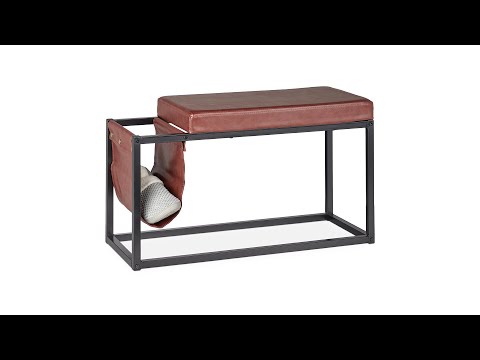 Banquette avec poche latérale Noir - Marron - Bois manufacturé - Métal - Matière plastique - 77 x 43 x 38 cm