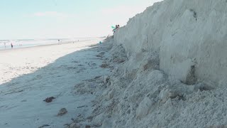 Nor'easter high tides leave behind cliffs on Fernandina Beach