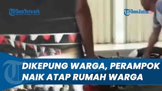 Detik-detik Perampok Nekat Kabur Naik Atap Rumah seusai Rampok Minimarket di Depok