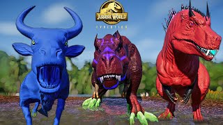 NEW! Huntress T-REX Vs Earth Godzilla, Spiderman Carnotaurus Jurassic World Evolution Dinosaurs Mod🌍