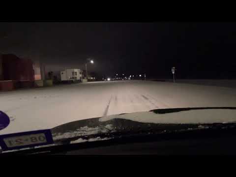 Sleet covered Seawall Blvd in Galveston, TX 02/15/2021