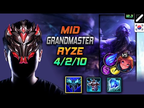 GrandMaster Ryze Mid vs Zoe - 천상계 미드 라이즈 만년서리 난입 - LOL KR 12.3