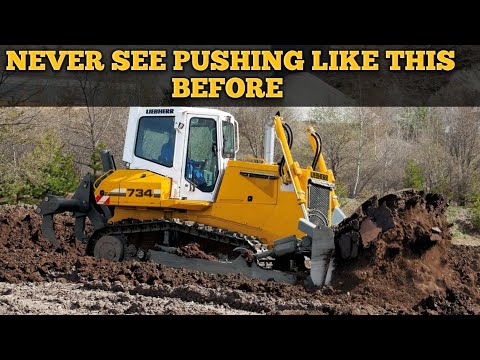 Bulldozer D9N pushing Limestone in quarry. mining Machinery.  heavy machinery. development work