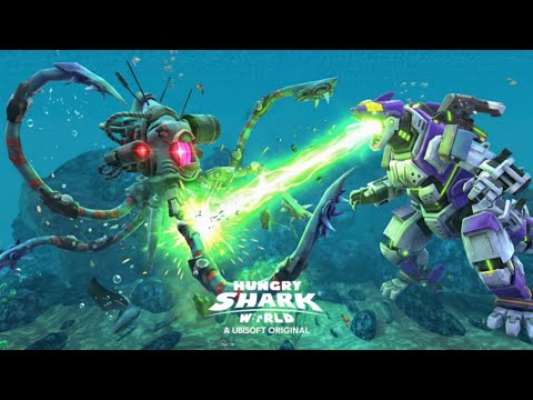 NEW GIANT MECHA SHARKJIRA VS GIANT MECHA SQUID - HUNGRY SHARK WORLD