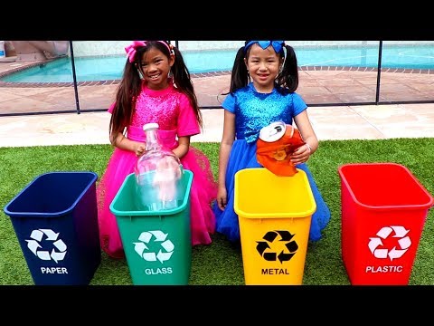 Clean Up Trash Song | Emma & Jannie Sing-Along to Nursery Rhymes & Kids Songs