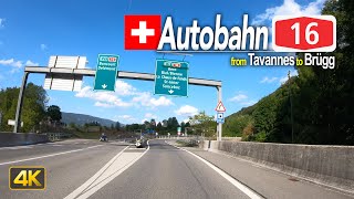 Driving the Autobahn A16 in Switzerland from Tavannes to Brügg 🇨🇭
