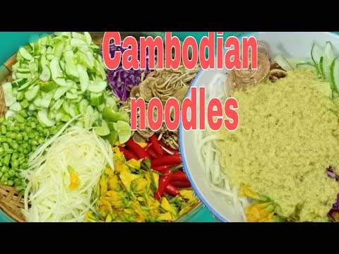 How to make traditional Cambodian rice noodles with fish soup coconut milk recipe@mingskitchen6887