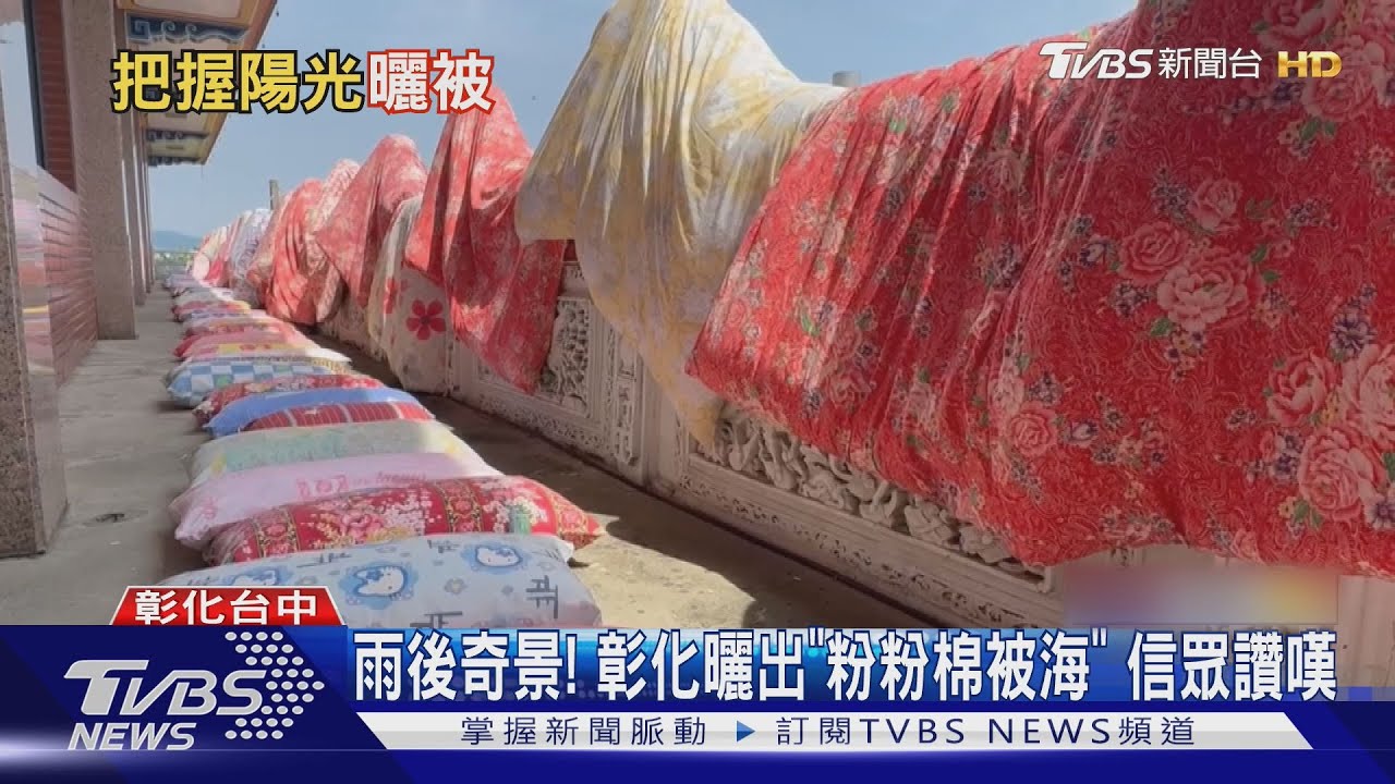 雨後奇景!彰化曬出「粉粉棉被海」 信眾讚:如國旗飄揚