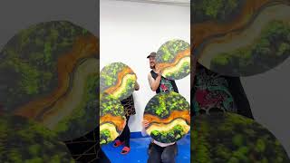 Circular Wall Art from Wood - Moss in Epoxy