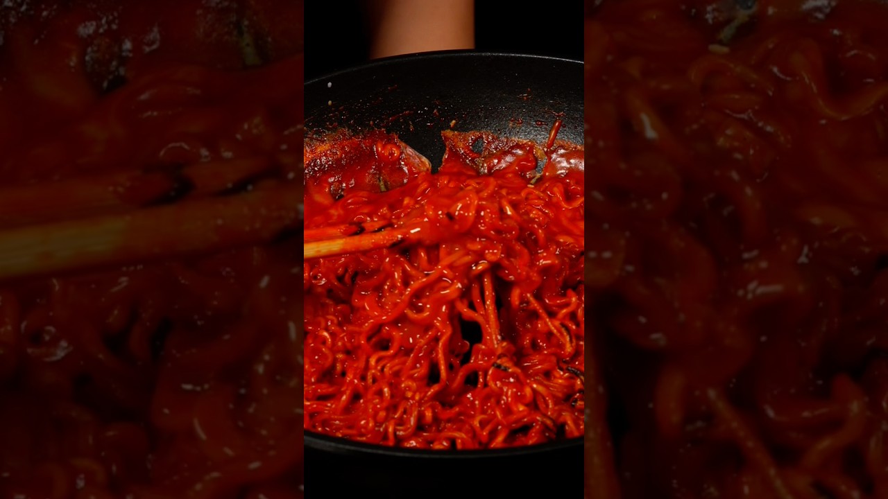 I cracked it open on top of super spicy noodles. #food #omblette #cooking