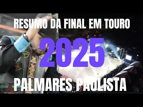 Resumo da prova final em touro do rodeio de Palmares Paulista 2025.